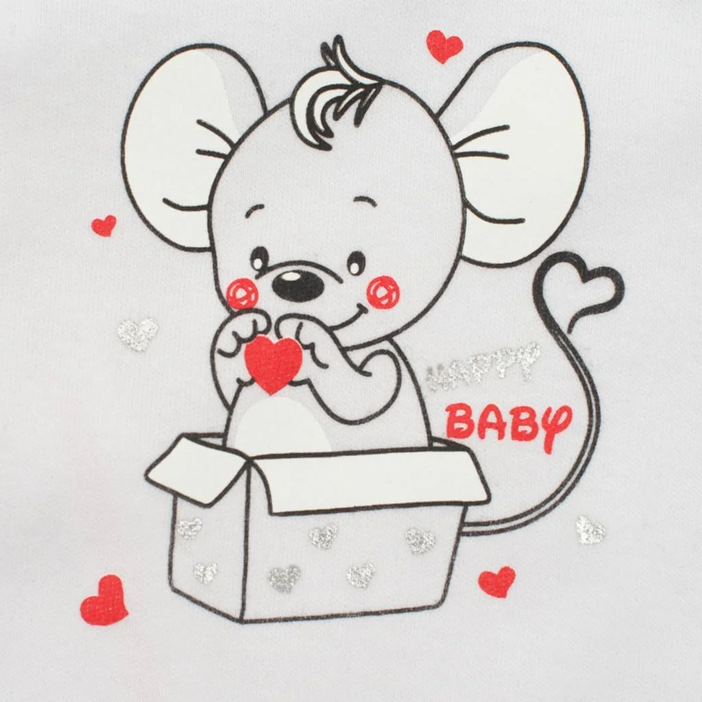 Dojčenské dupačky Mouse biele, vel. 86 (12-18m)