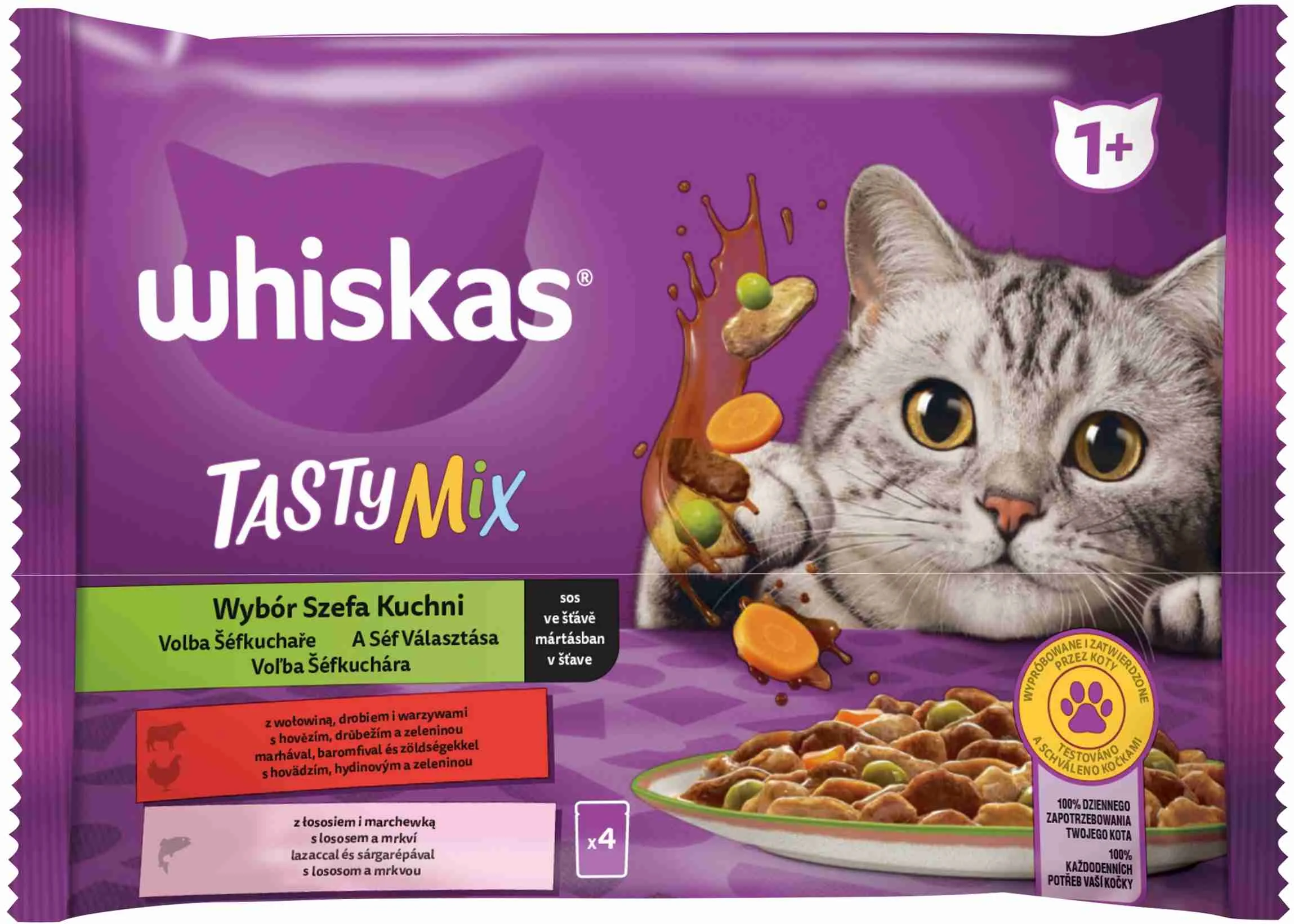 WHISKAS Kapsička Chef's Choice v šťave 4pack 4×85g, kapsička pre mačky