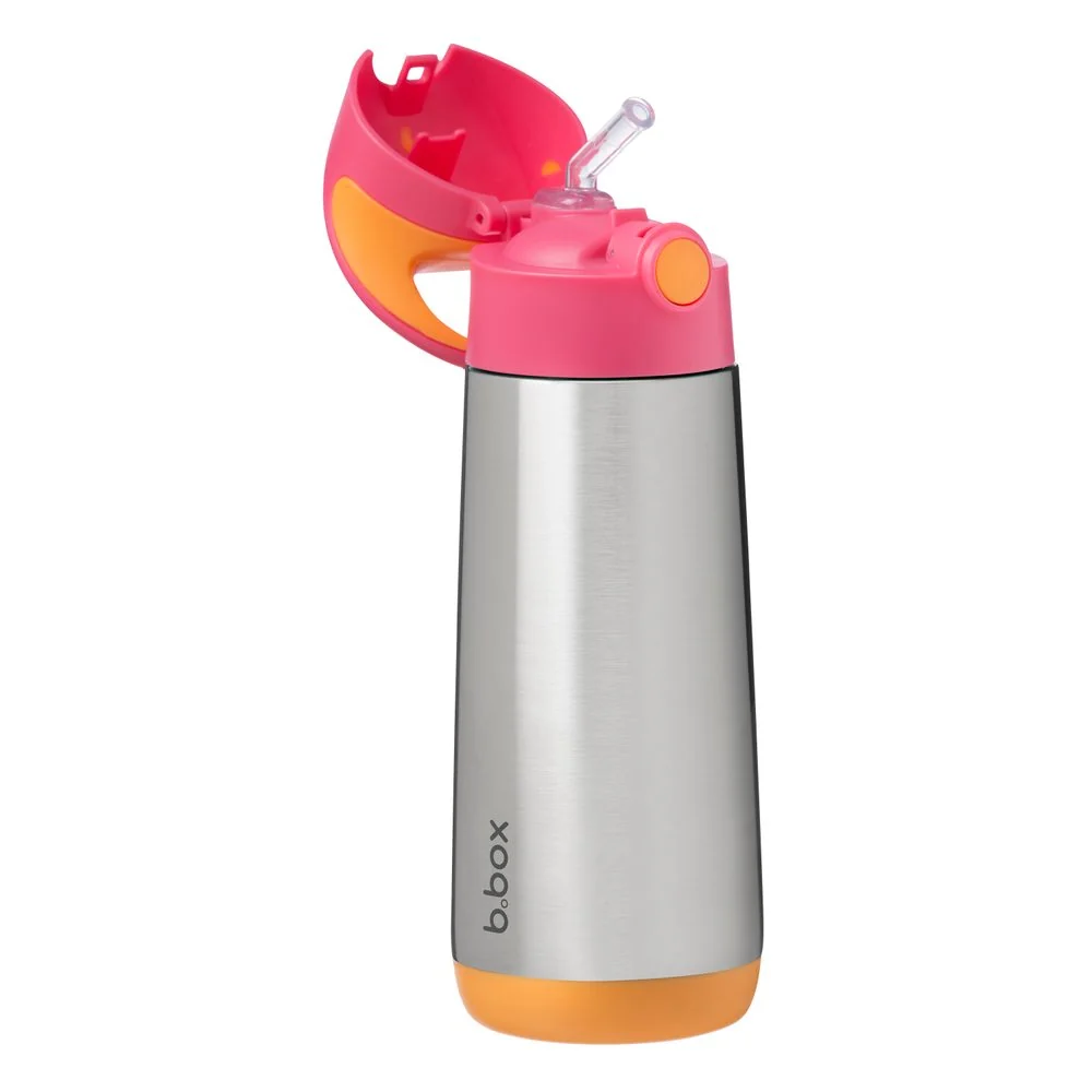 Termoska na pitie so slamkou 500 ml ružová/oranžová