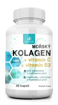 Allnature Morsky Kolagen + Vit. C + Vit B3 1×30 cps, kolagén