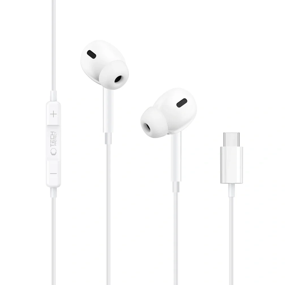 Tech-Protect Core G3 slúchadlá do uší USB-C, biele
