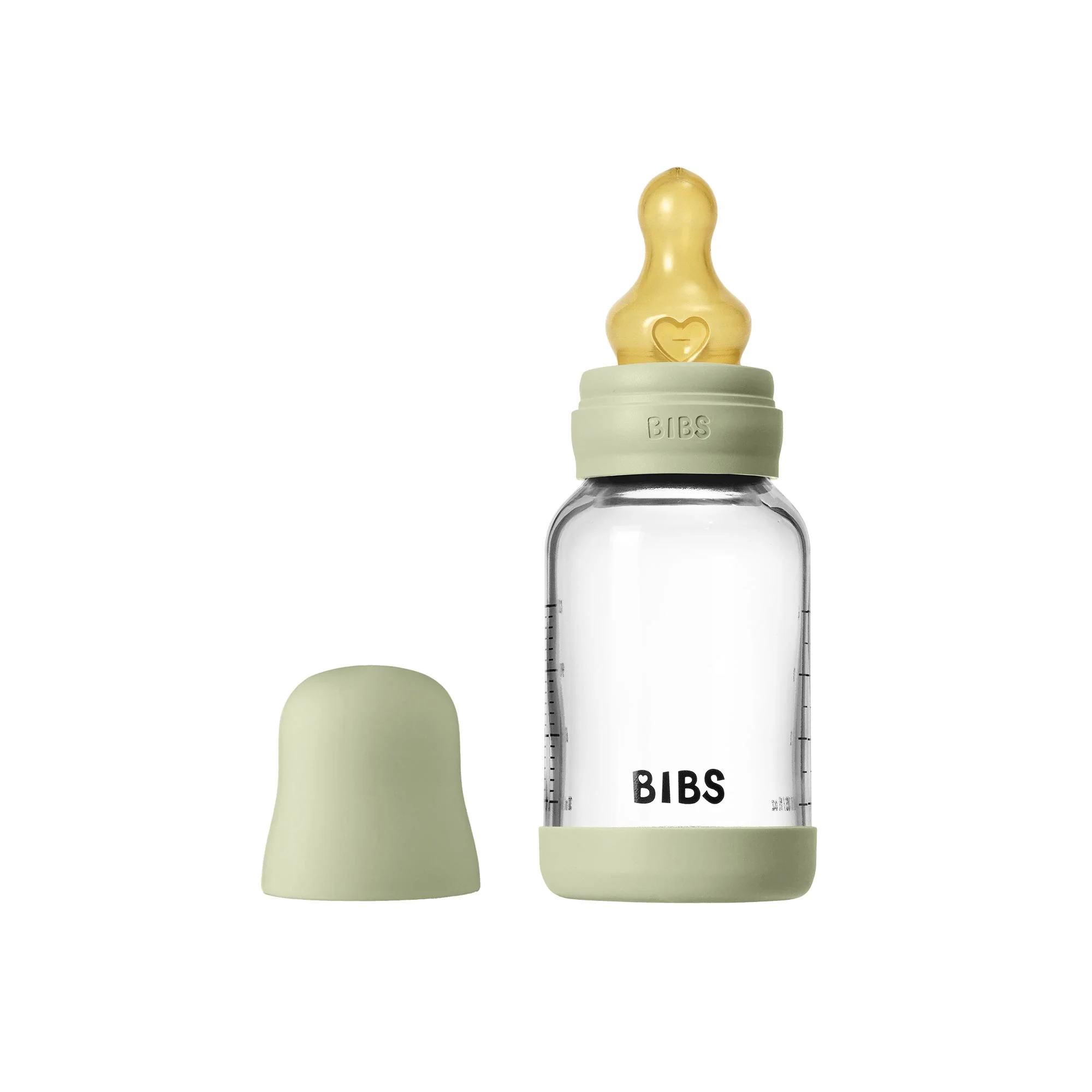 BIBS antikoliková sklenená fľaša s kaučukovým cumlíkom 120ml - Ivory