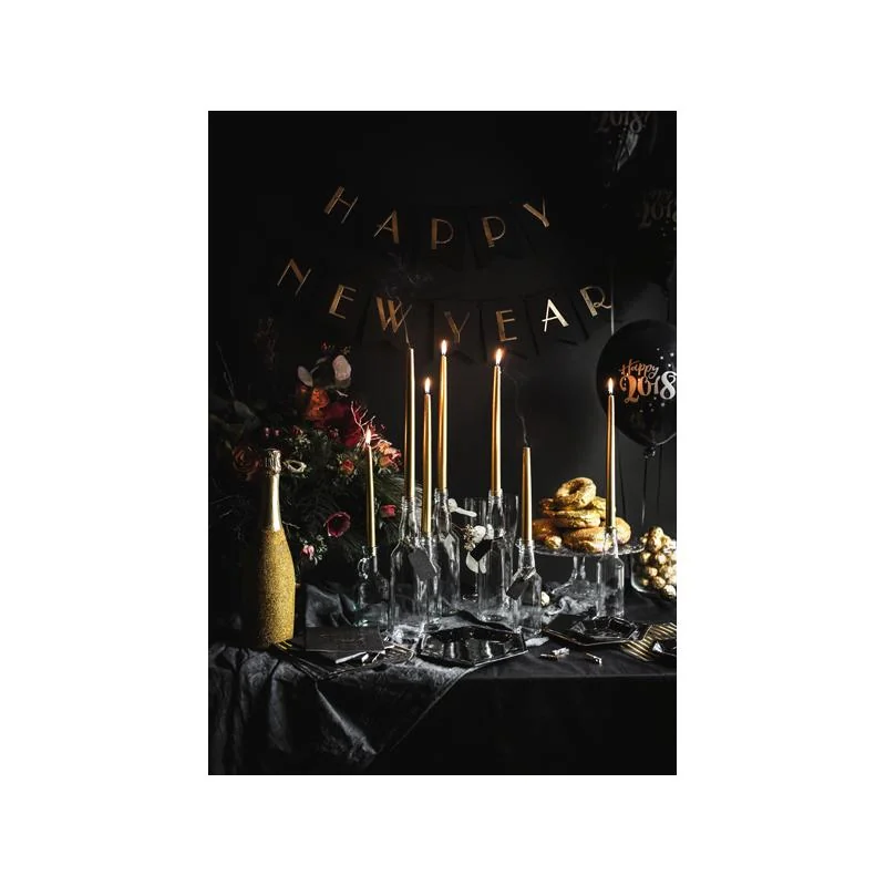 PARTYDECO Kónické sviečky zlaté metalické 29 cm 10 ks
