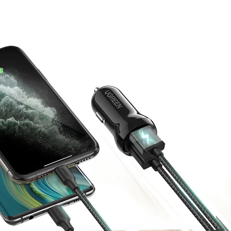 Ugreen autonabíjačka 2x USB 24W 4.8A, čierna