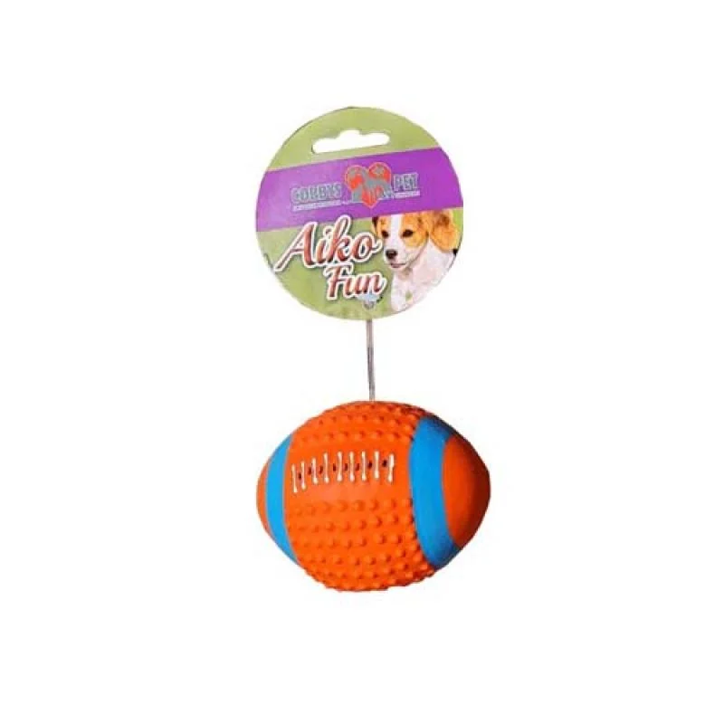 COBBYS PET AIKO FUN Rugby lopta 9cm pískacia hračka pre psov