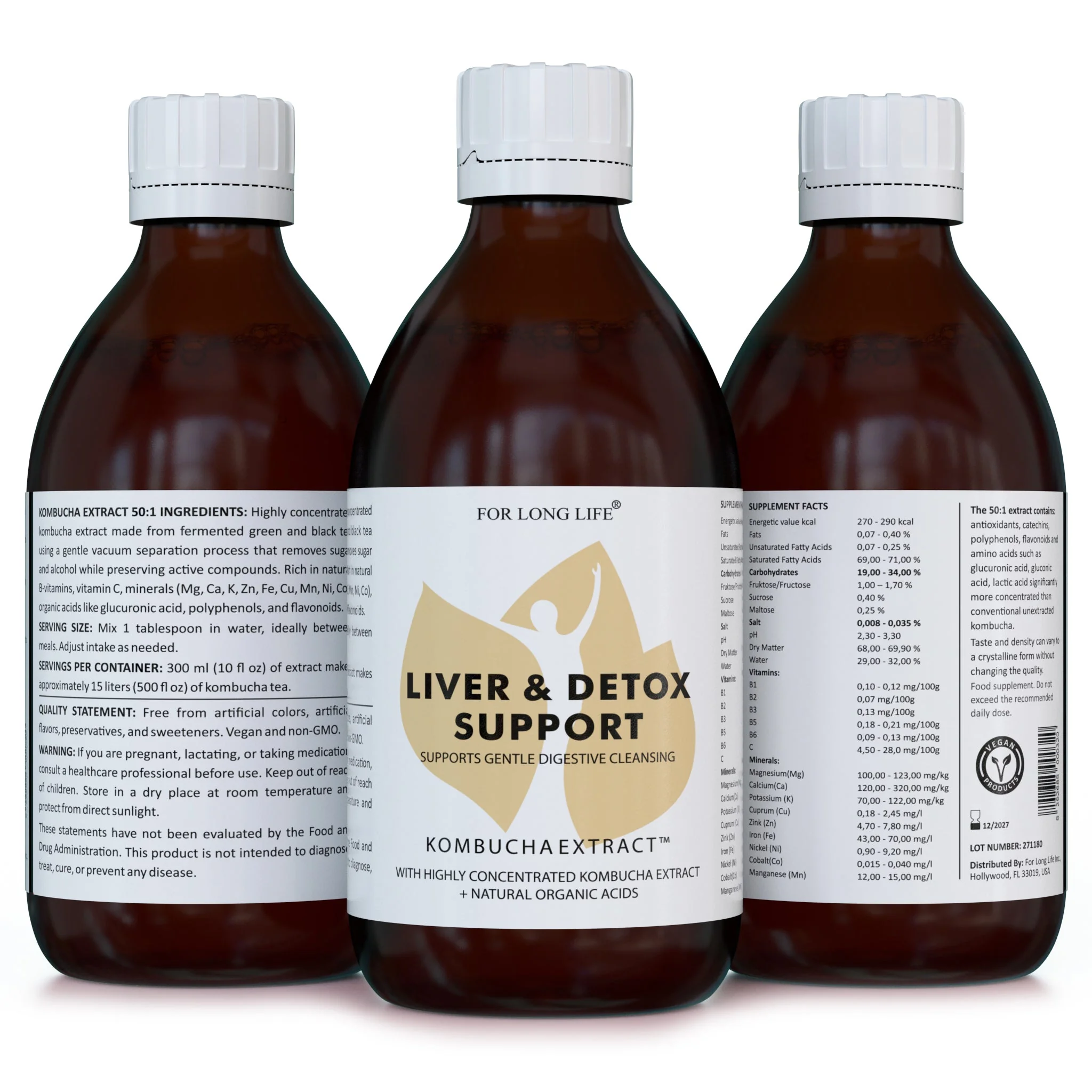 For Long Life KOMBUCHA EXTRACT koncentrovaný extrakt z kombuchy Koncentrovaný extrakt z kombuchy 50:1