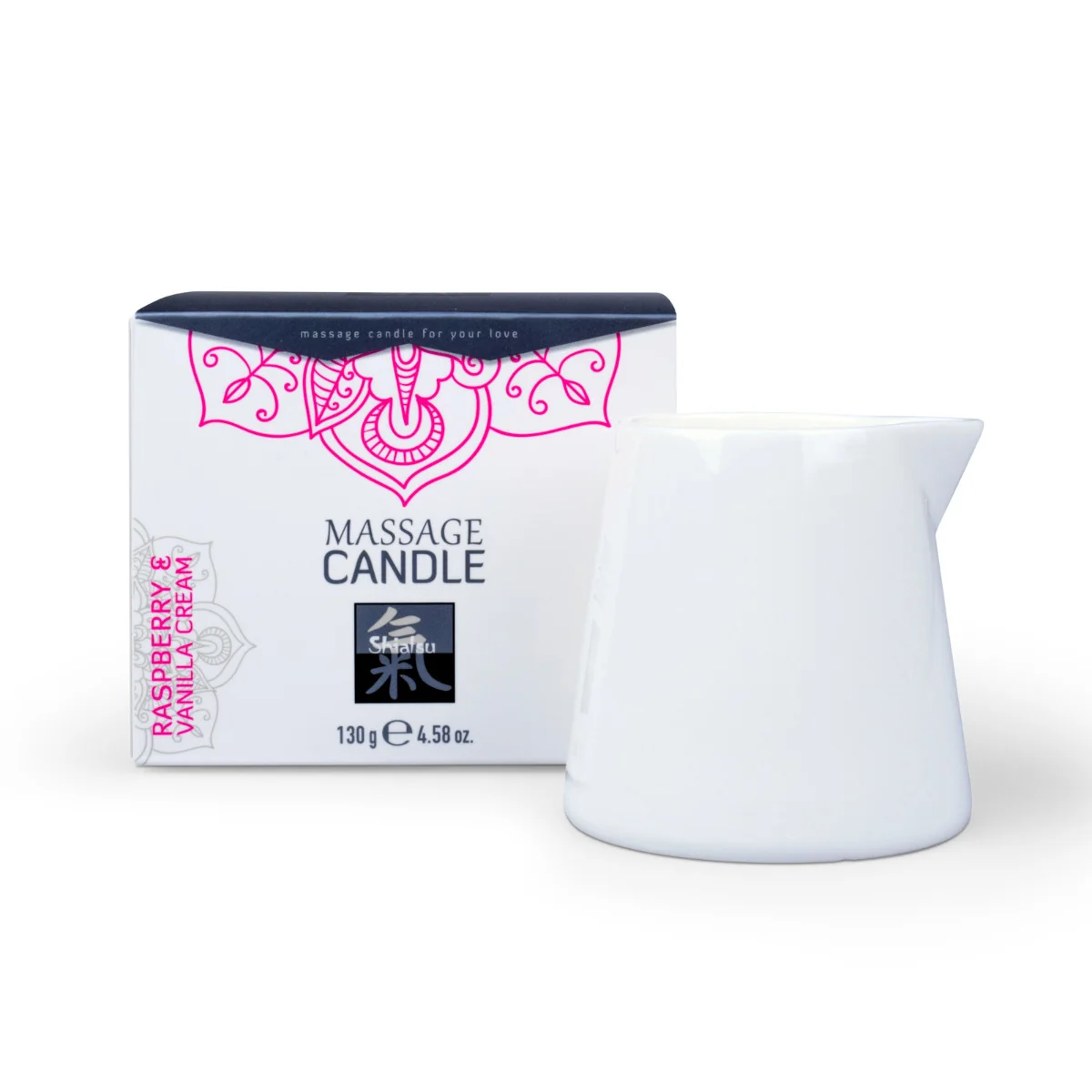 Hot Masážna sviečka Massage Candle Raspberry & Vanilla Cream 1×130 g, masážna sviečka