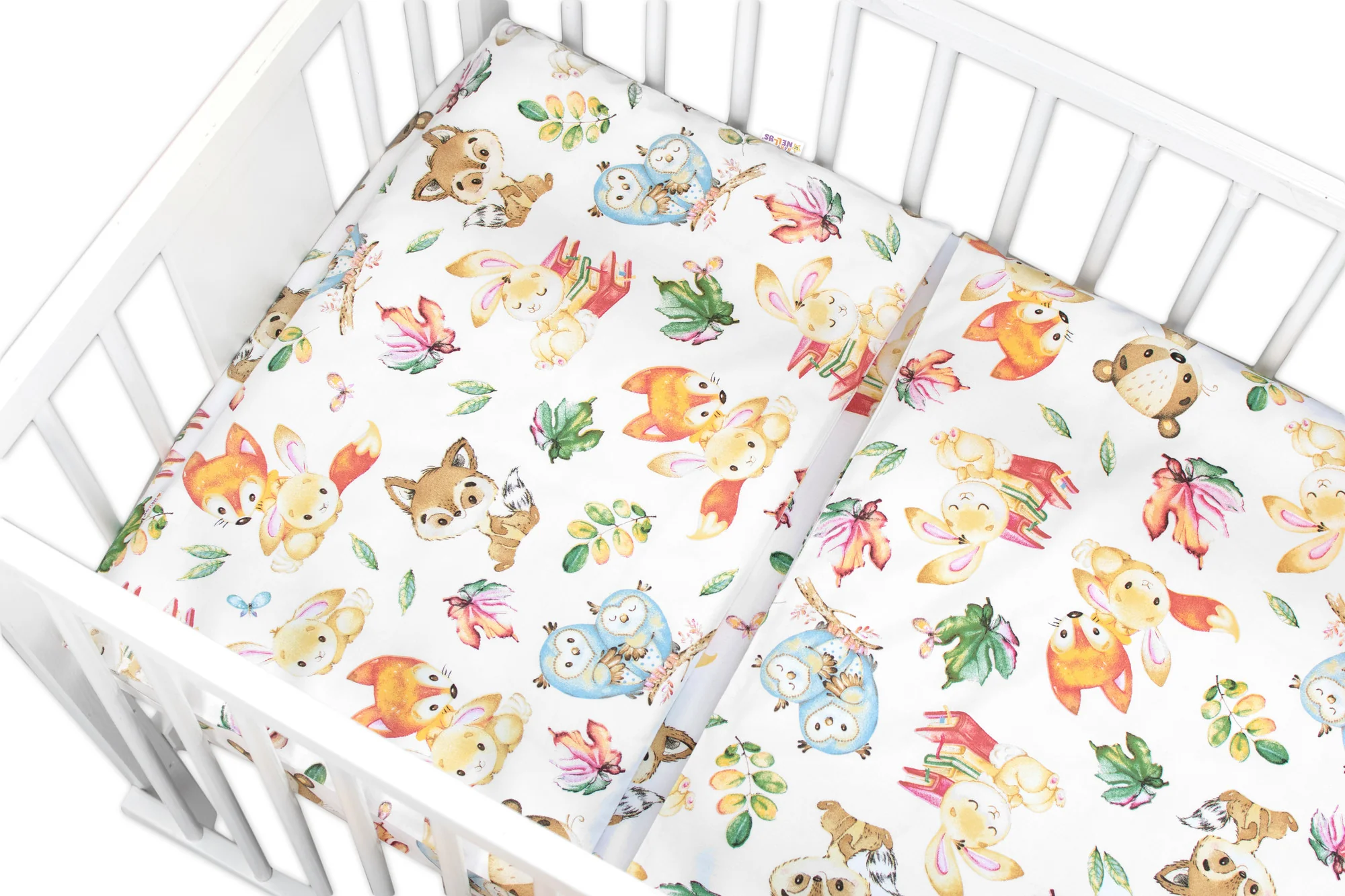 Mantinel s obliečkami Premium, 3D sada, Cute Animals - biela, 120x90 cm