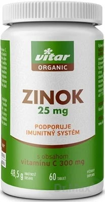 VITAR ORGANIC Zinok 25 mg 1×60 tbl, s obsahom vitamínu C