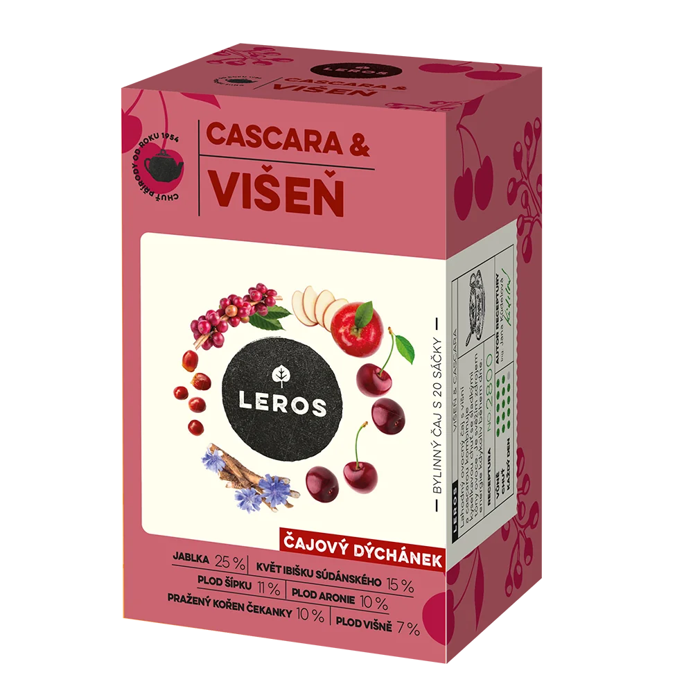 LEROS ČAJOVÁ CHVÍĽKA VIŠŇA & CASCARA 20x2g 20 ks