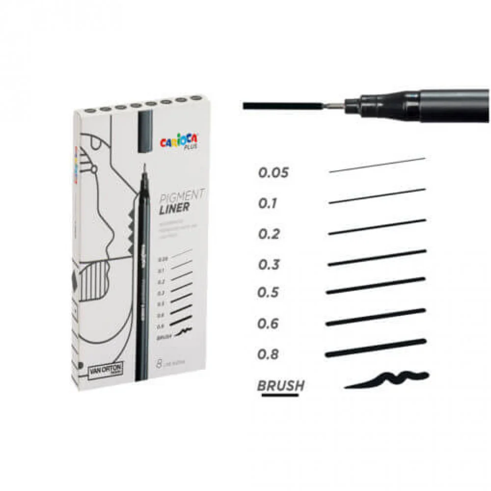 Pigment LINER popisovač CARIOCA 0,1mm 8ks-CARIOCA