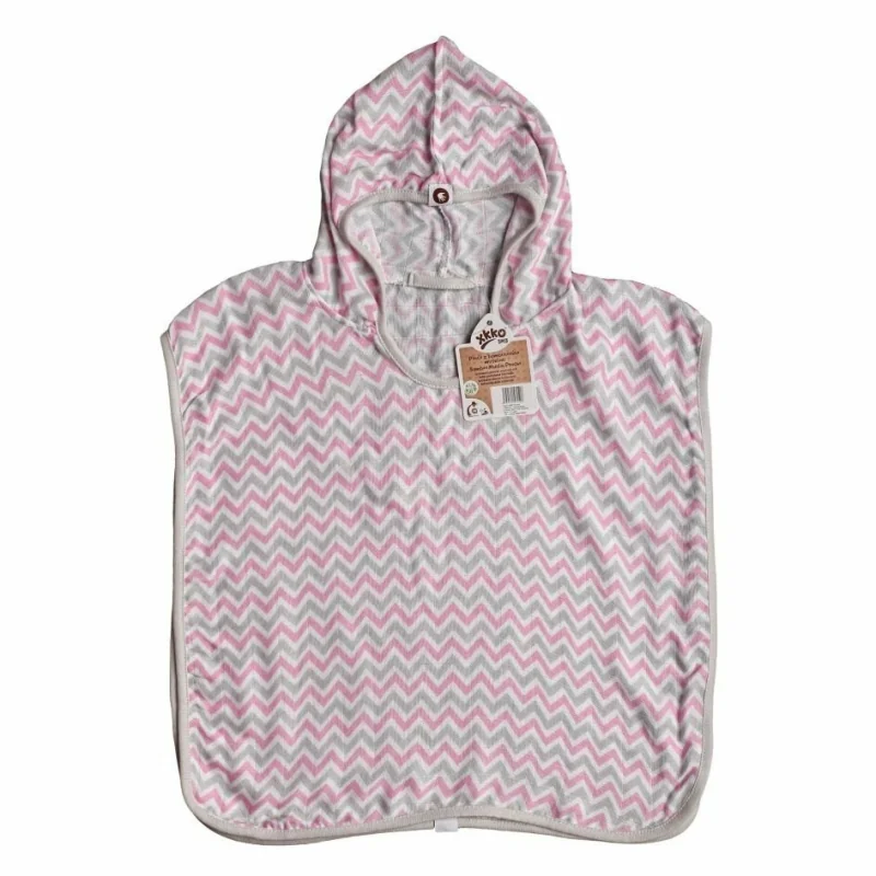 XKKO BMB detské bambusové pončo s kapucňou, baby pink, veľ. 2 (2-3 roky)