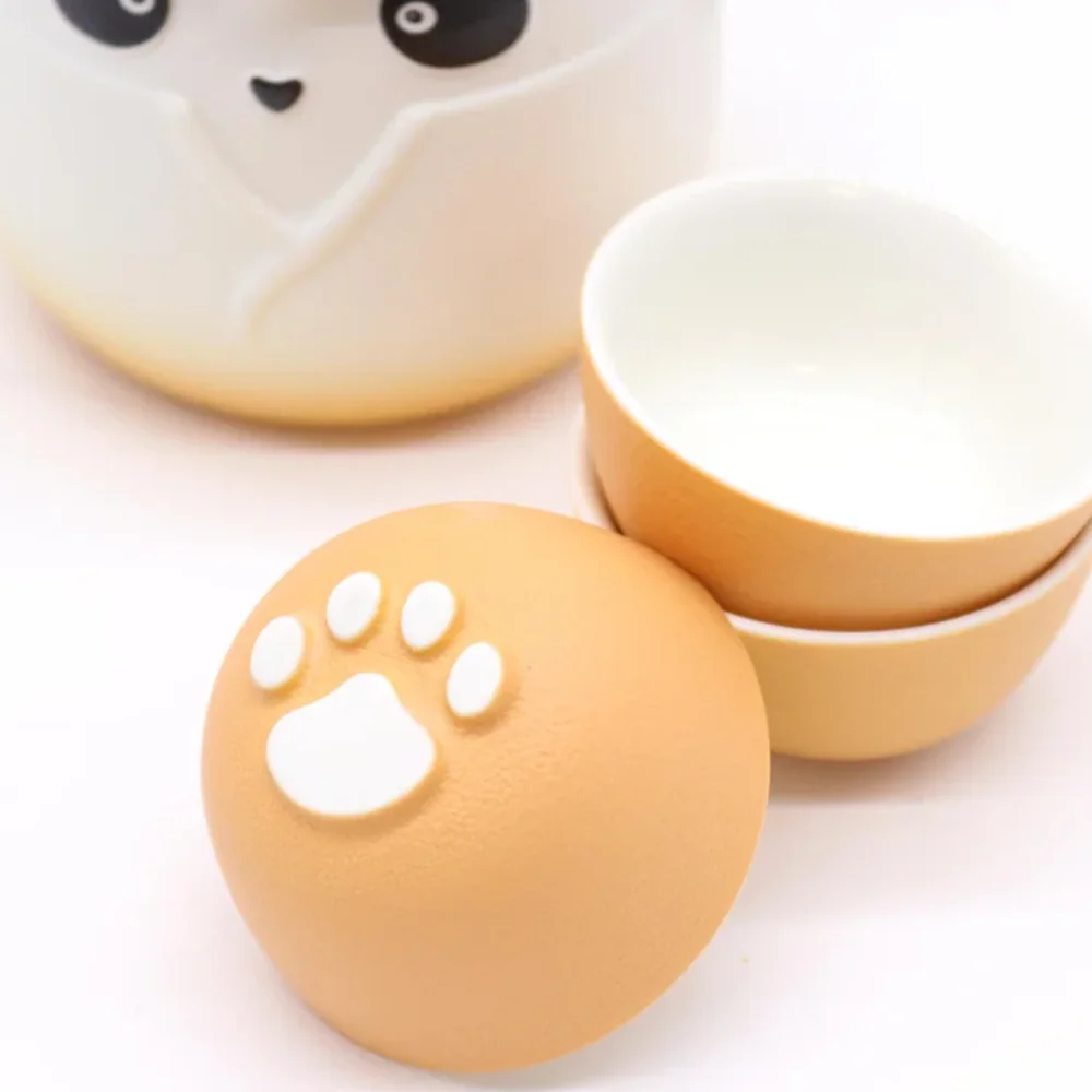 Čajová Súprava Panda a Tri Šálky – Oranžová 1ks