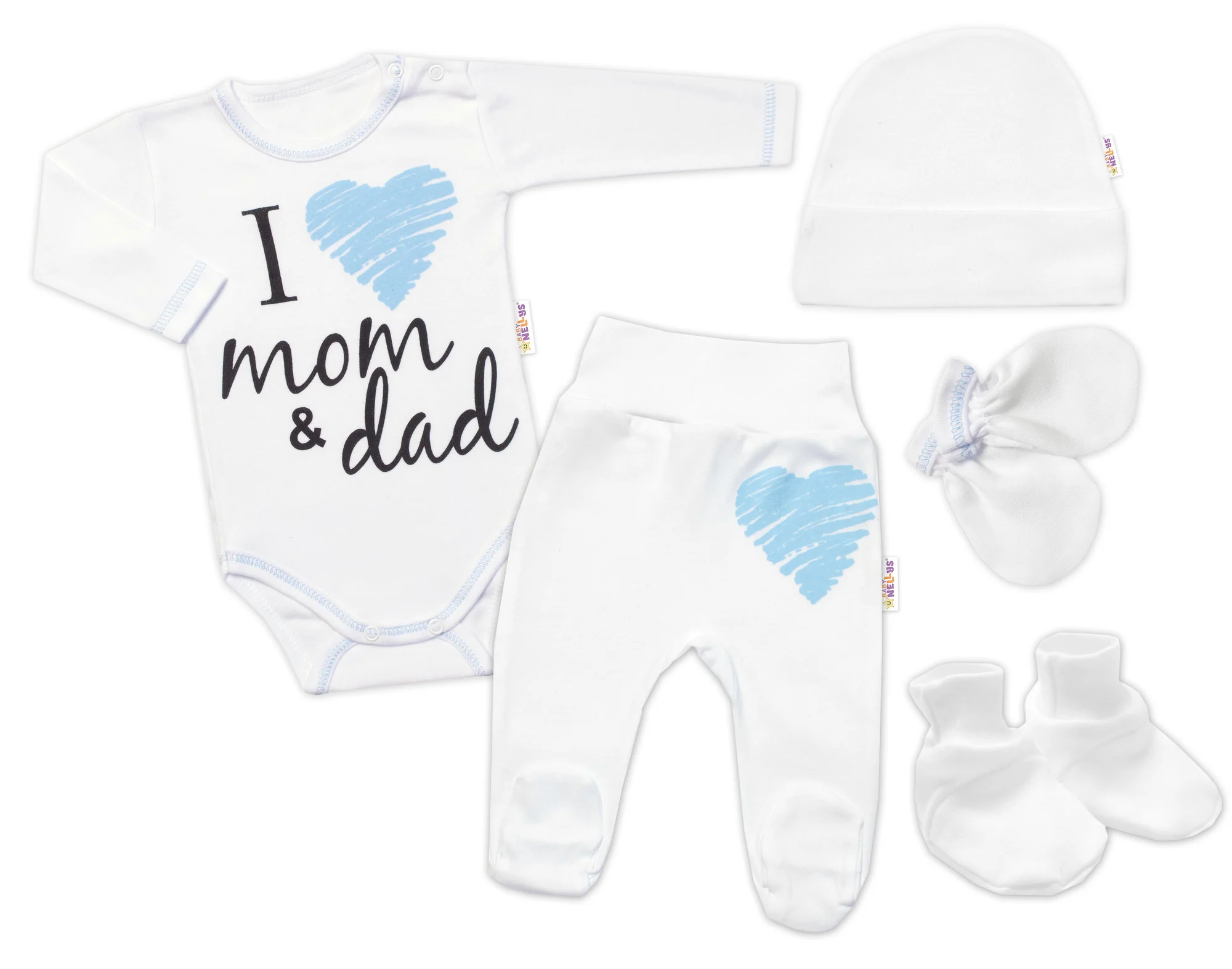 Baby Nellys Súpravička do pôrodnice  I love mom & dad, kluk, veľ. 62