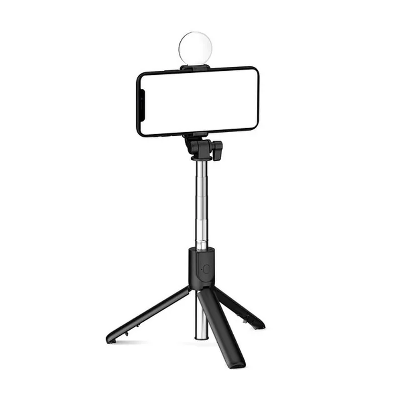 MG Telescopic Bluetooth selfie tyč s LED svetlom 1m, čierna