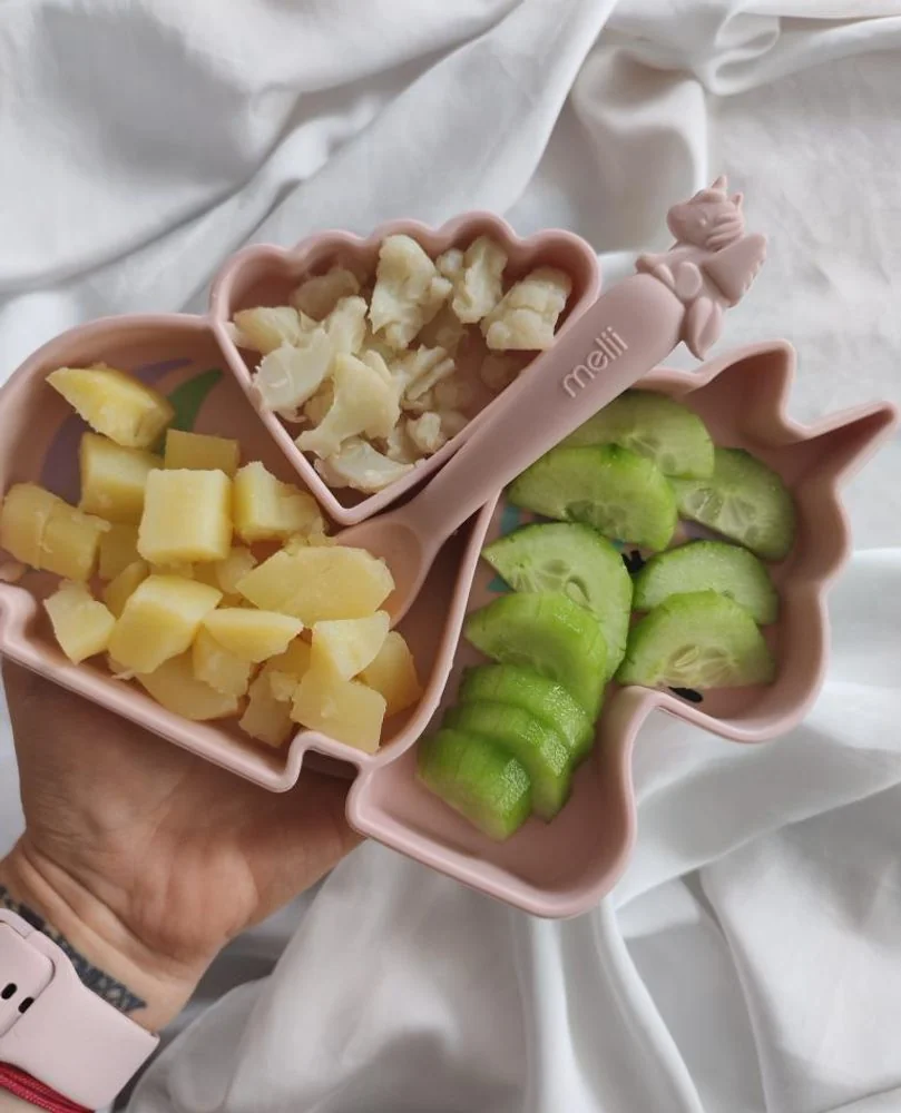Detská silikónová jedálenská sada 5-dielna Jednorožec