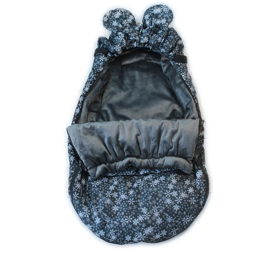 Baby Nellys nepremokavý fusak s uškami MIKI, fleece Velvet 90 x 50 cm - čierna s hviezdami