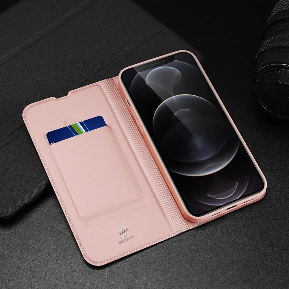 DUX DUCIS Skin Pro knižkové kožené puzdro na iPhone 13 Pro, čierne