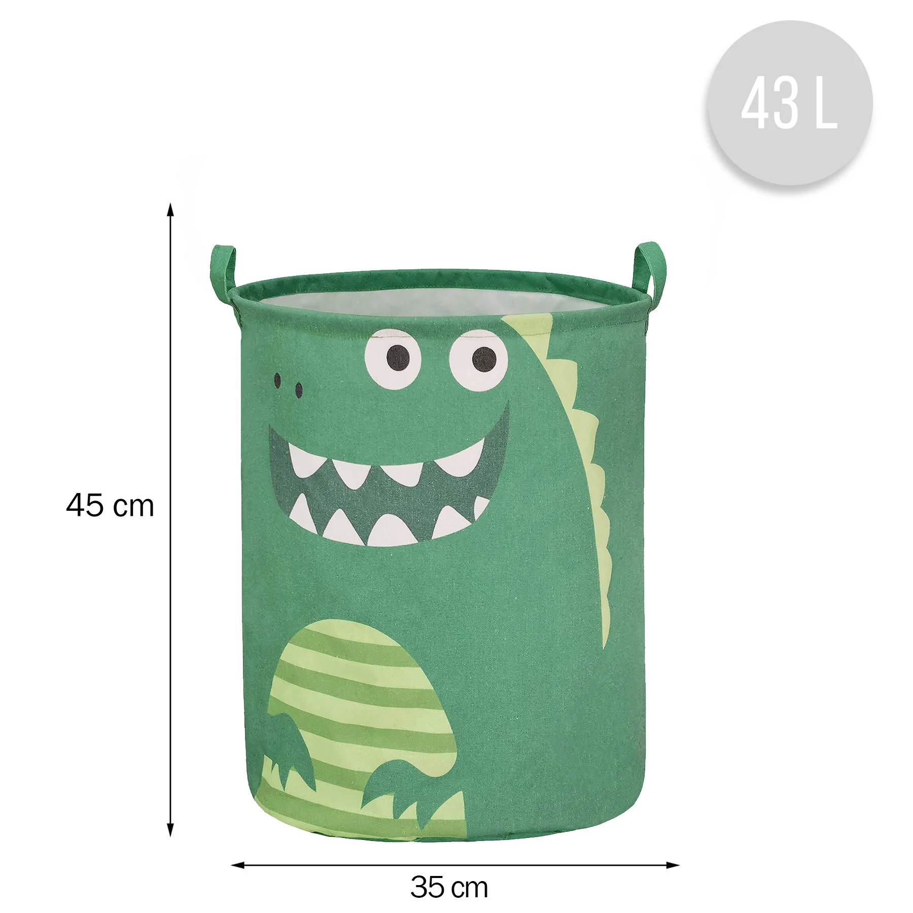 Kôš na hračky, bavlna - Dino - zelený, 43 L 