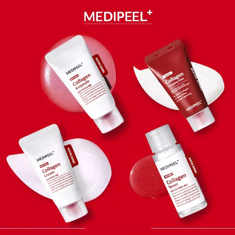 Medi-peel Red Lacto Collagen Skin Care Trial Kit set na omladenie pokožky (toner 30ml + ampule 15ml + cream 15ml + mask 15ml)