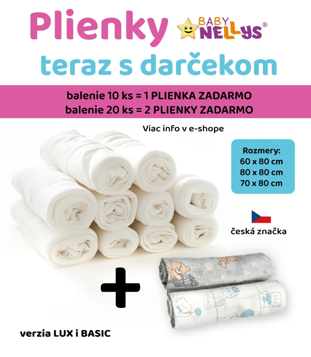 Kvalitné bavlnené plienky TETRA LUX 80x80cm, 10ks v bal. + 1 ks zadarmo