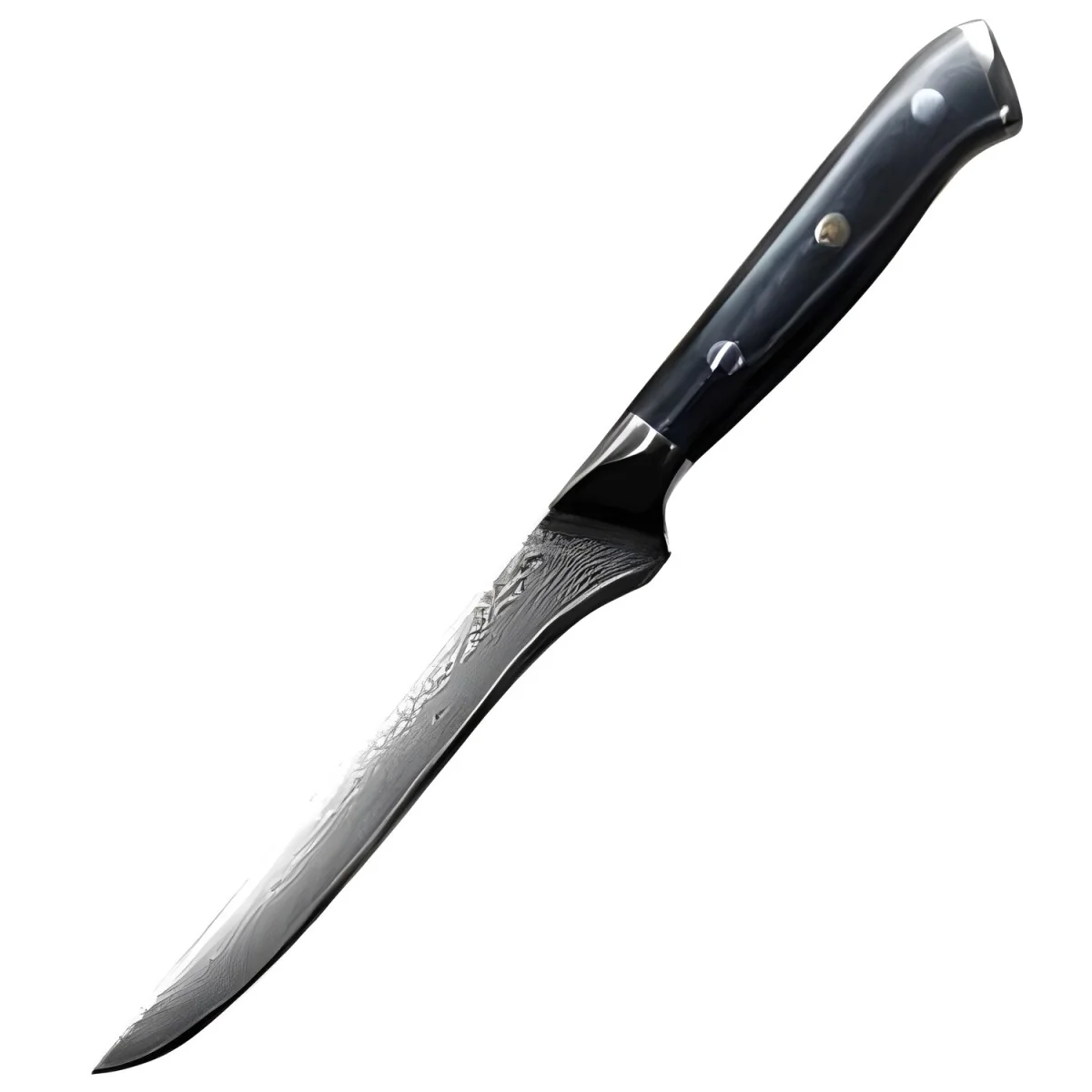 Damaškový kuchynský nôž - Boning/Čierna 1 x 13,5 cm, čepeľ 24,5 cm