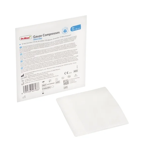 Dr. Max Gauze Compresses Sterile 10 x 10 cm 1×2 ks, sterilné gázové kompresy, 10x10 cm
