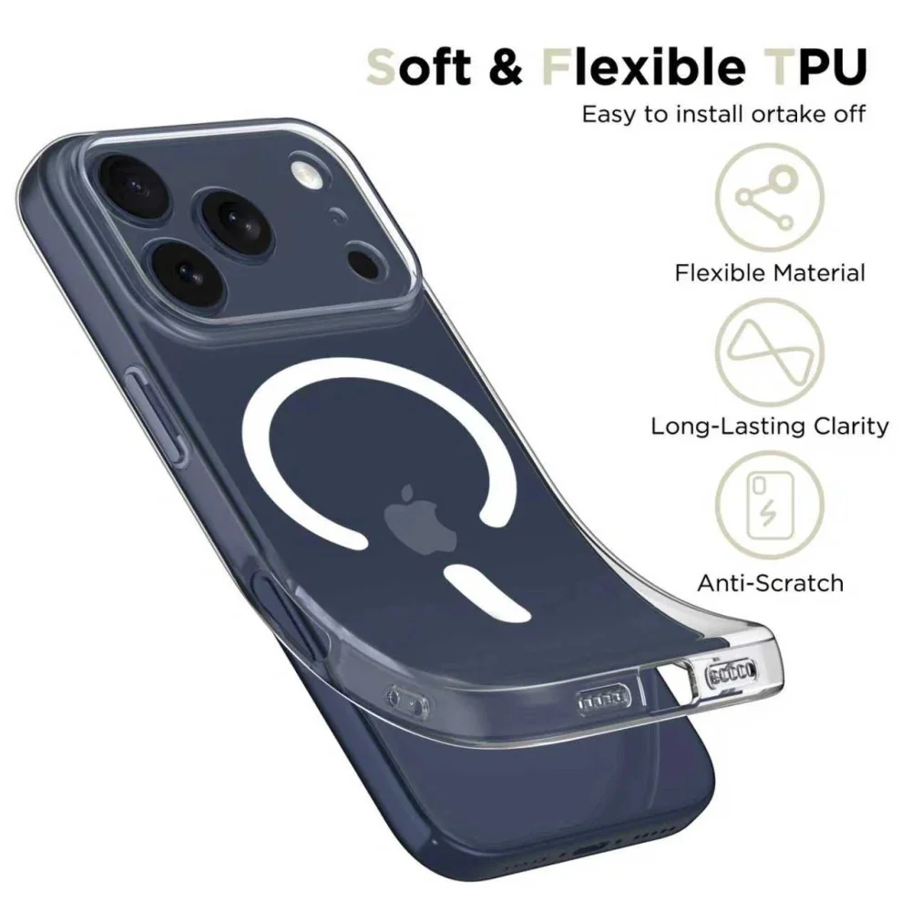 Tech-Protect FlexAir MagSafe kryt na iPhone 17 Pro Max, priesvitný