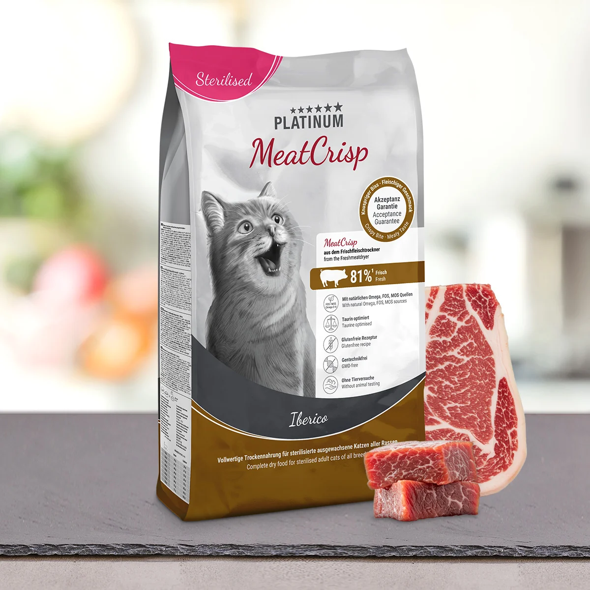 Platinum MeatCrisp Sterilised Iberico 3 kg pre kastrované mačky