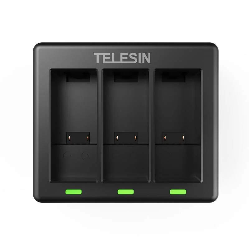 Telesin 3-slot nabíjačka na GoPro Hero 9 / 10 / 11 / 12 + 2 batérie, č ierna
