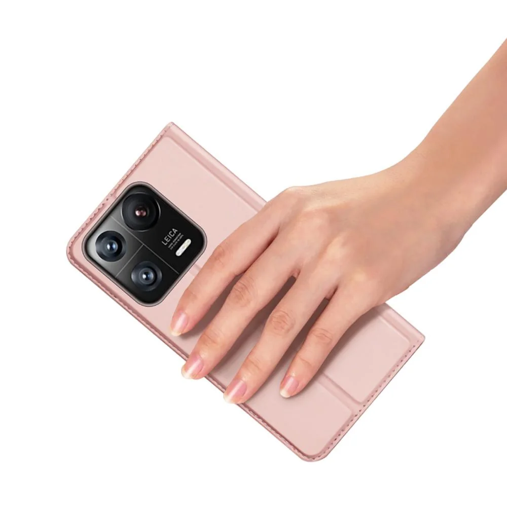 Dux Ducis Skin Pro knižkové kožené puzdro na Xiaomi 13 Pro ružové