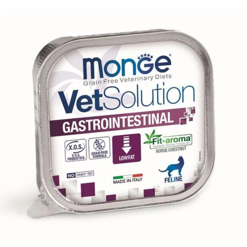MONGE VetSolution Cat Gastrointestinal 100g paštéta pre mačky na zníženie akútnych porúch črevného vstrebávania
