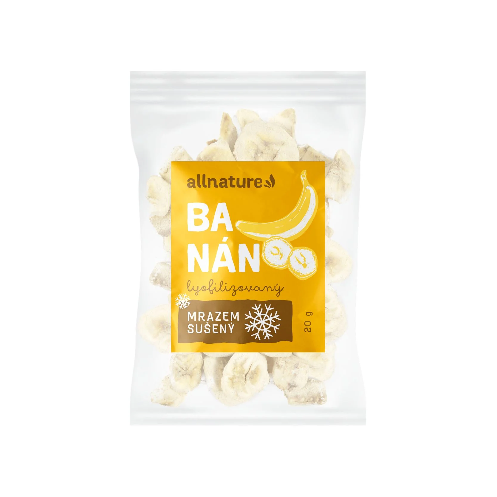 Allnature Banán Sušený Mrazom Plátky 20g 1×20 g, ovocie sušené mrazom