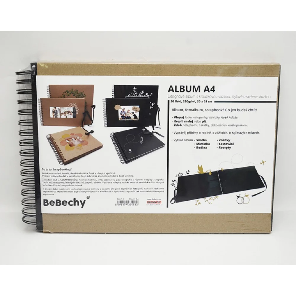 Scrapbook A4, album na fotky a výstrižky 30 × 21 cm, čierny