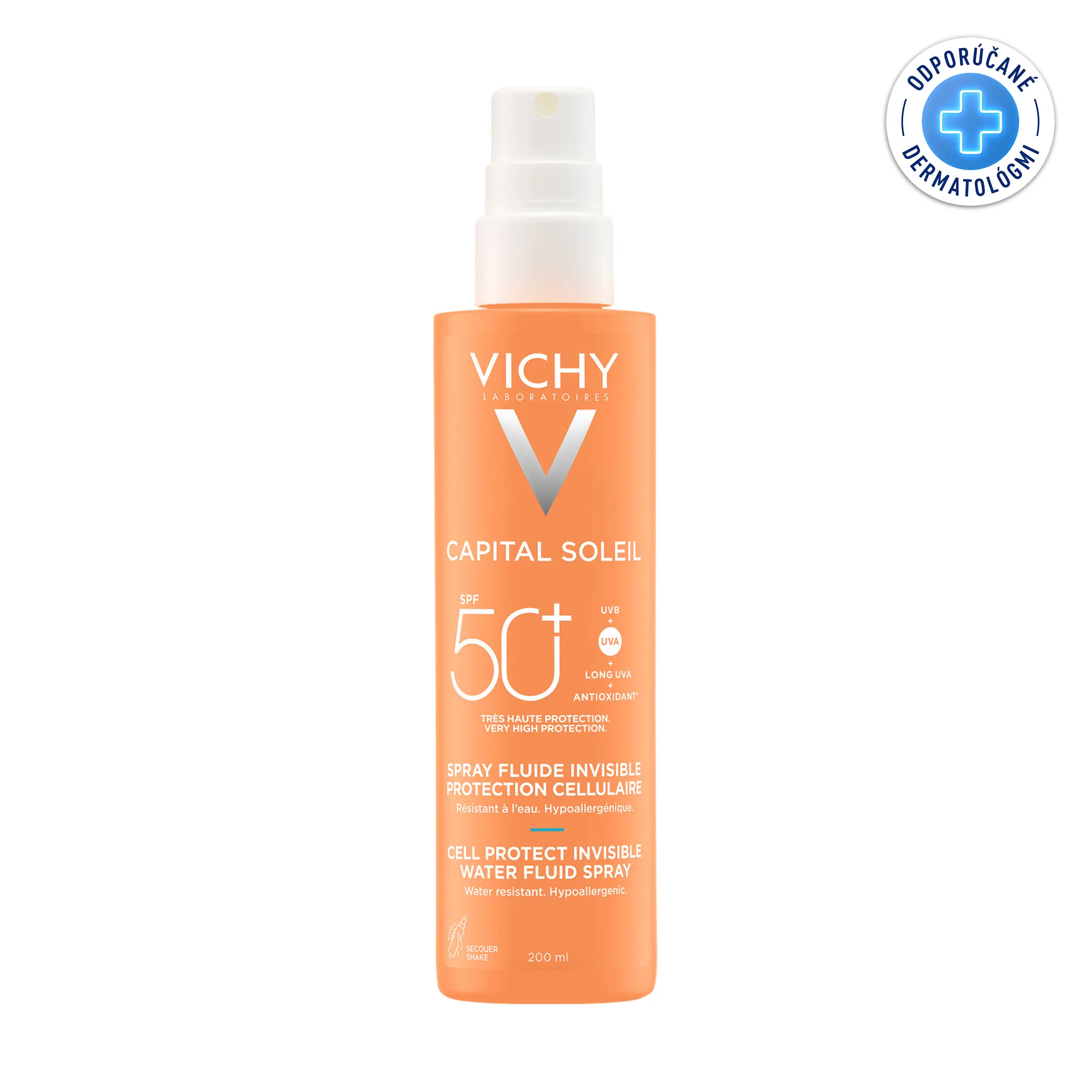 VICHY Capital Soleil Fluidný Sprej SPF50+ 200ml 1×200 ml,vodeodolný fluidný sprej