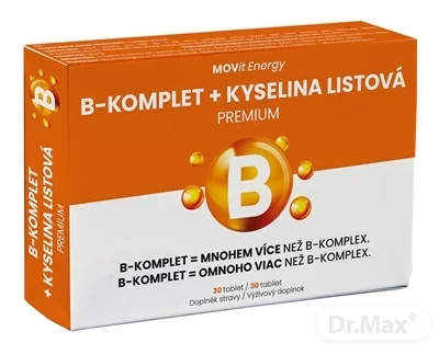 MOVit B-KOMPLET + Kyselina listová PREMIUM 1×30 tbl, výživový doplnok
