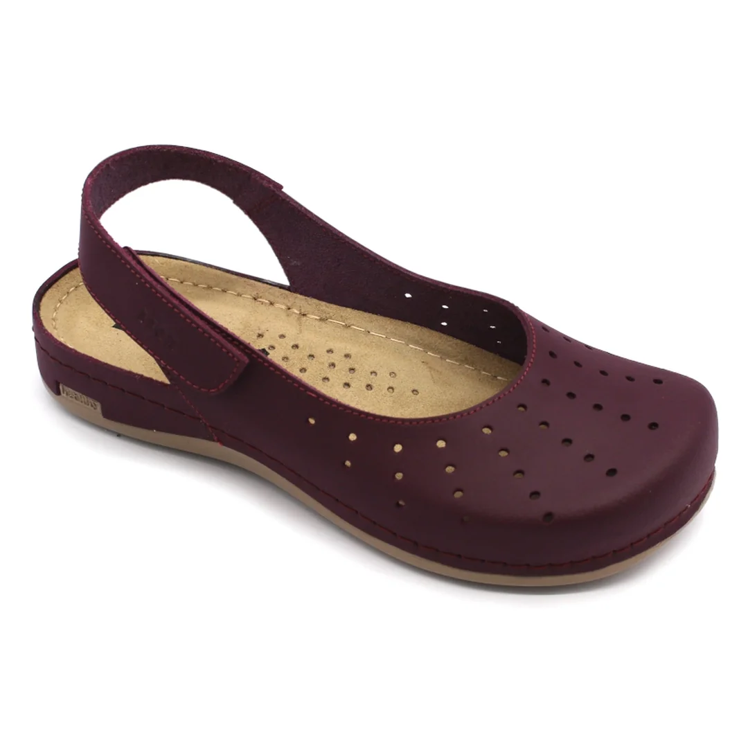 967 Zdravotné celokožené sandále 40 - 26,5cm, bordová, 2,5 cm