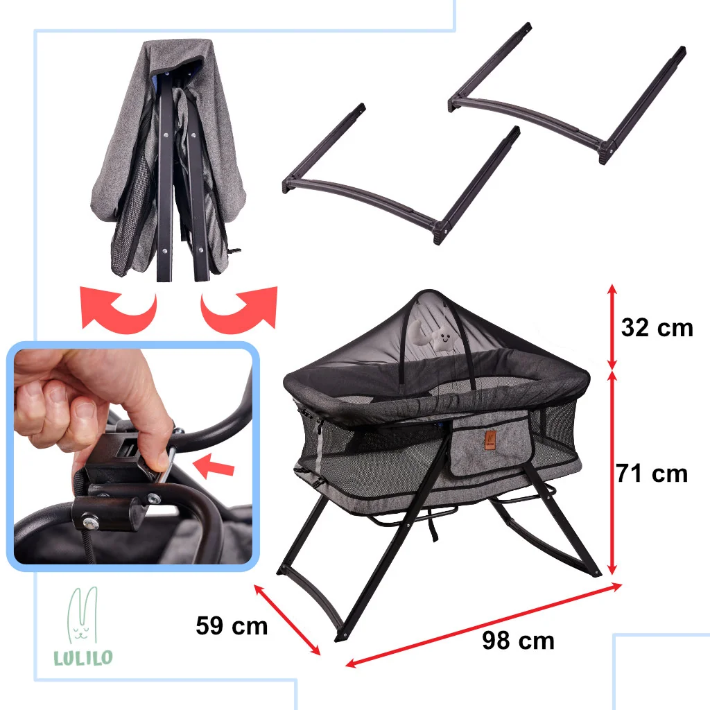 Detská cestovná postieľka sivá LULILO