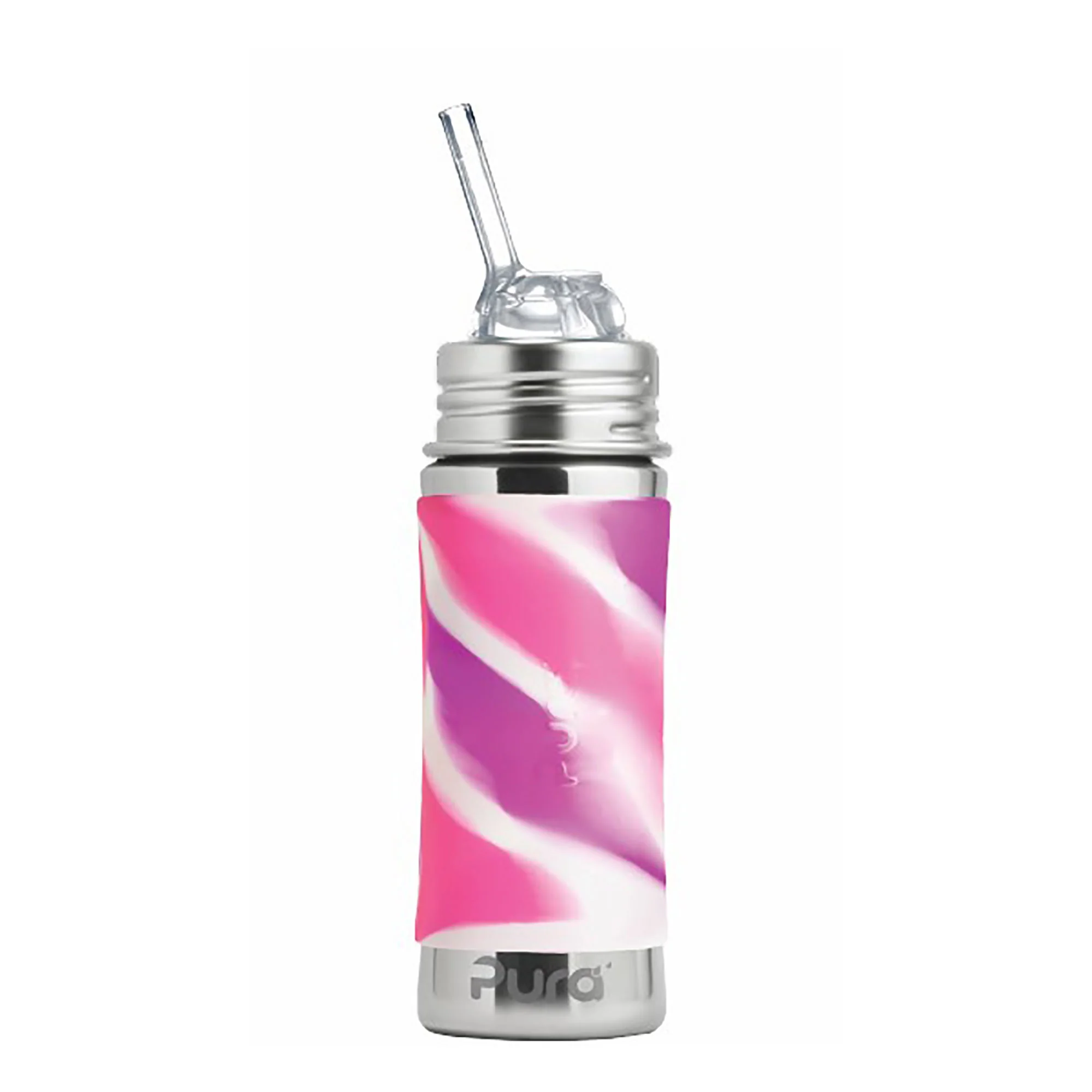 Pura nerezová fľaša so slamkou 325 ml - Rose