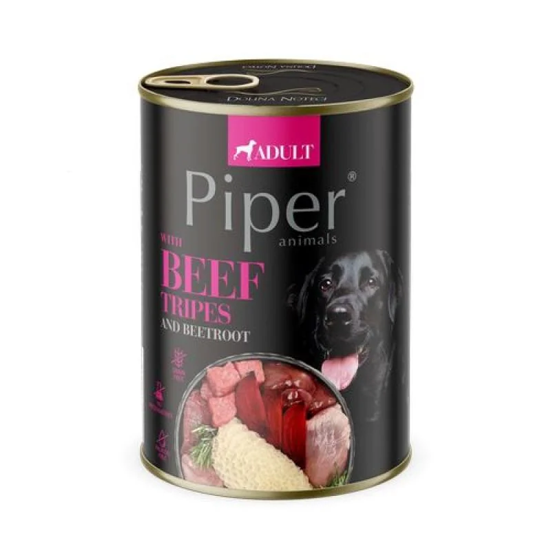 PIPER ADULT 400g konzerva pre dospelých psov s hovädzími držkami a cviklou