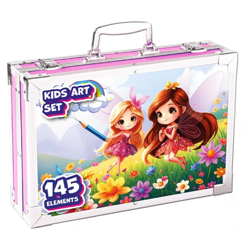 MG Art Suitcase Fairy sada pre maľovanie v kufríku pre deti 145ks, ružová ová
