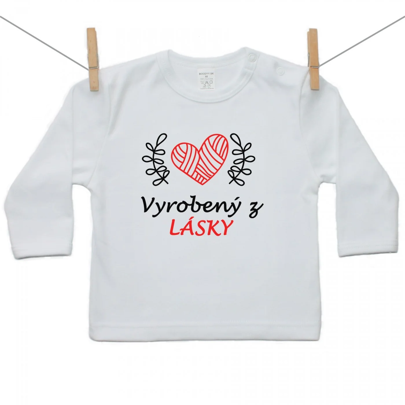 Boodyy Tričko s dlhým rukávom Vyrobený z lásky Veľkosť: 134