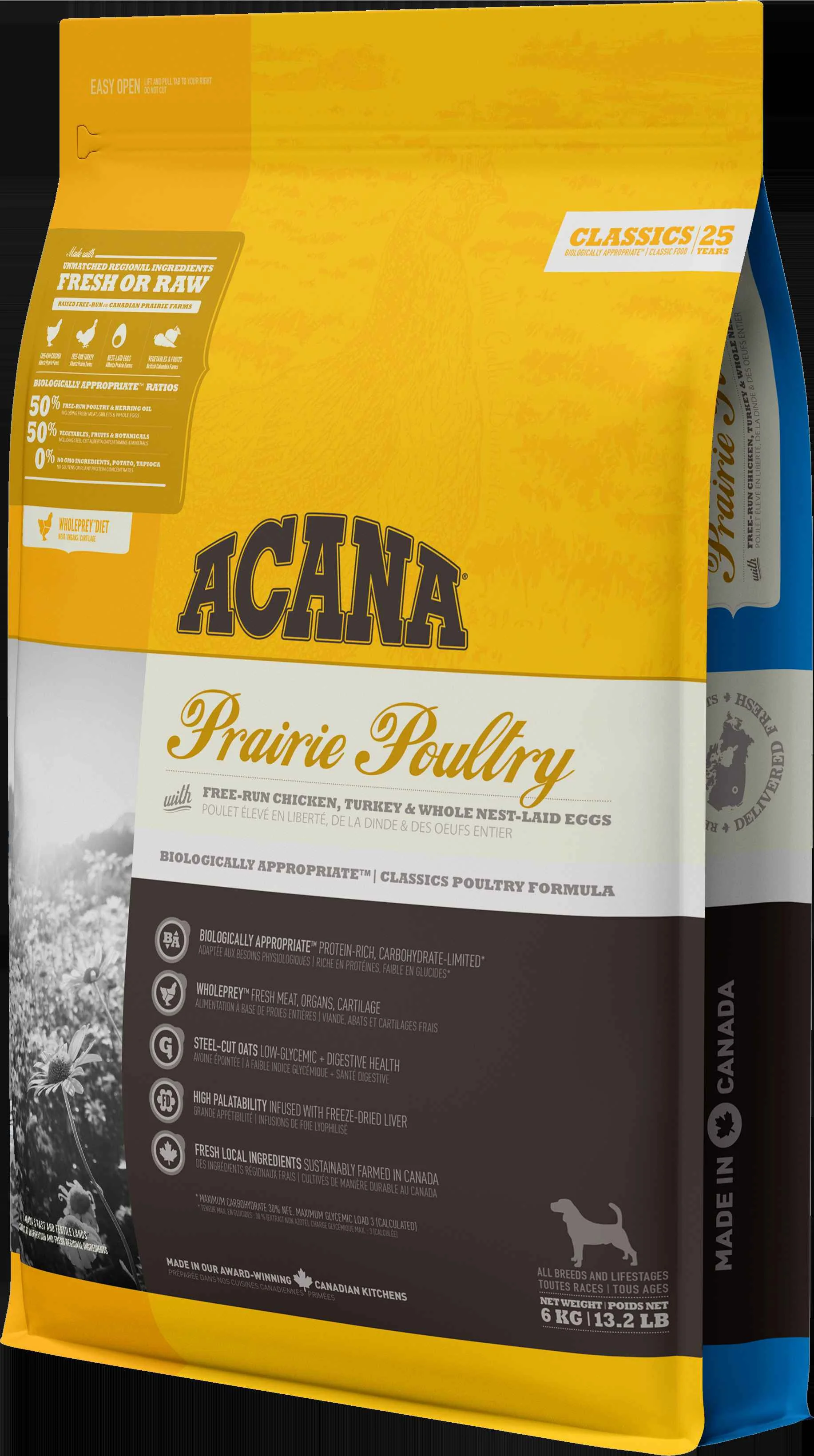ACANA PRAIRIE POULTRY CLASSICS A.U.V. 1×6 kg, granuly pre psy