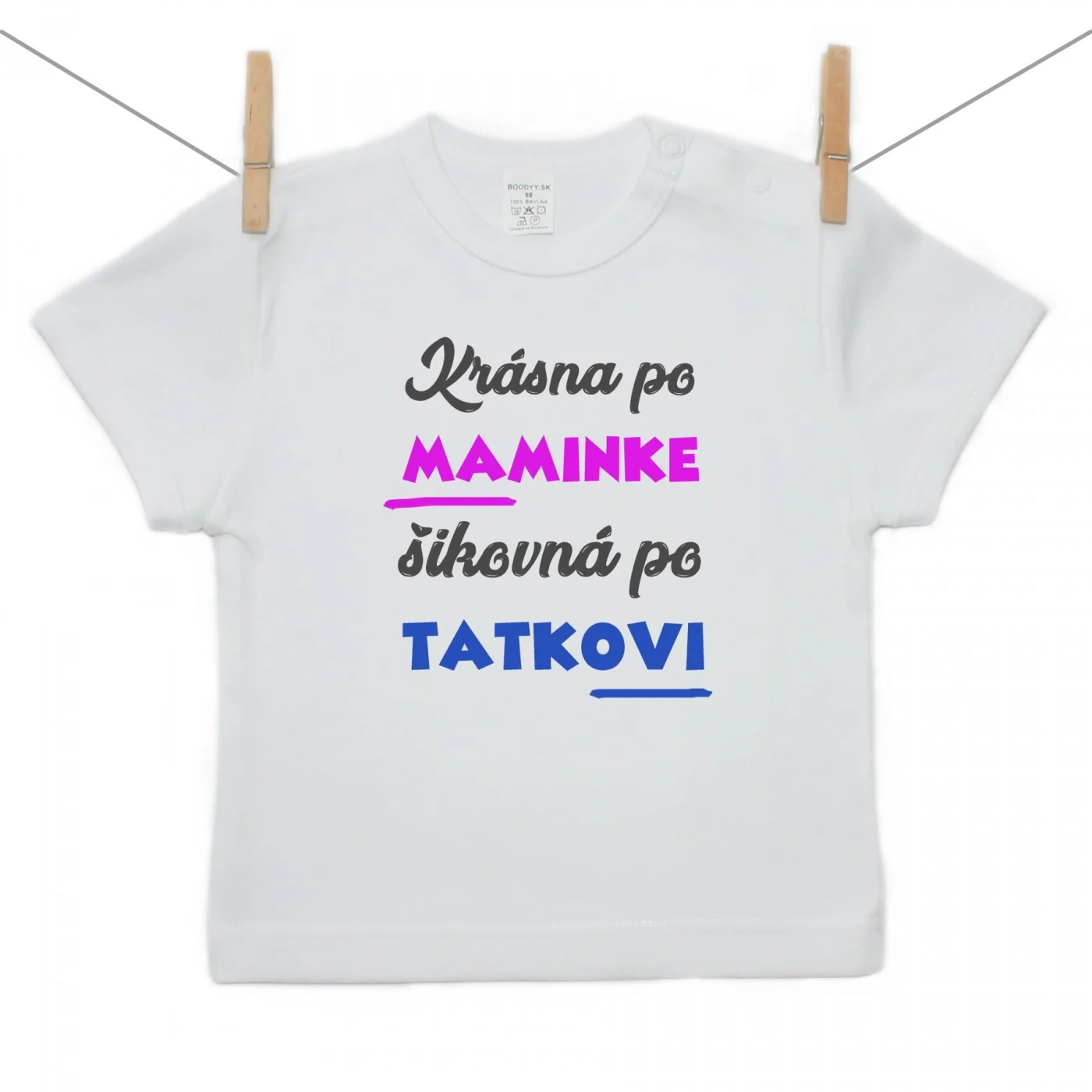 Boodyy Tričko s krátkym rukávom Krásna po maminke, šikovná po tatkovi Veľkosť: 128