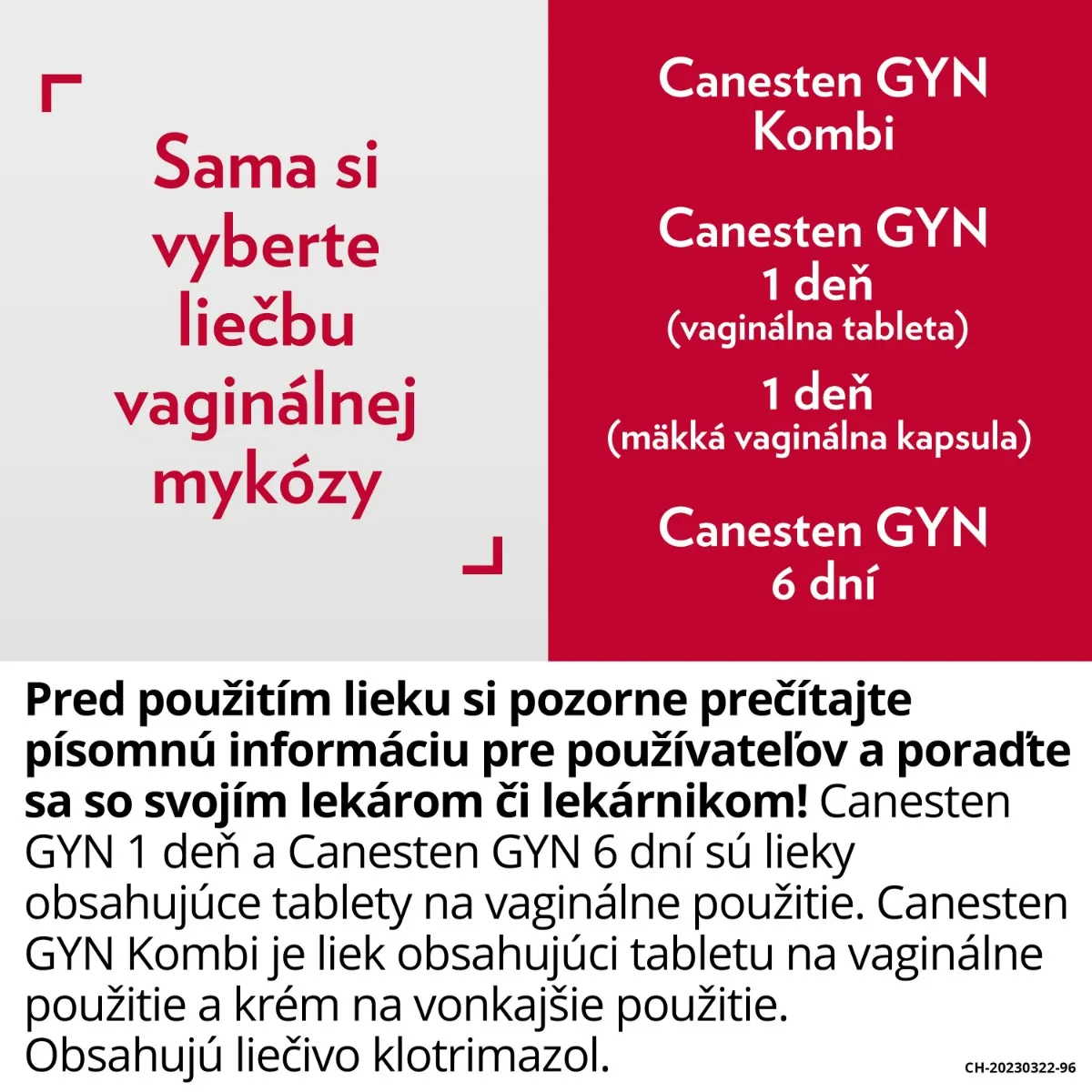 Canesten GYN 6 dní 1×6 tbl, liek na vaginálnu kvasinkovú infekciu