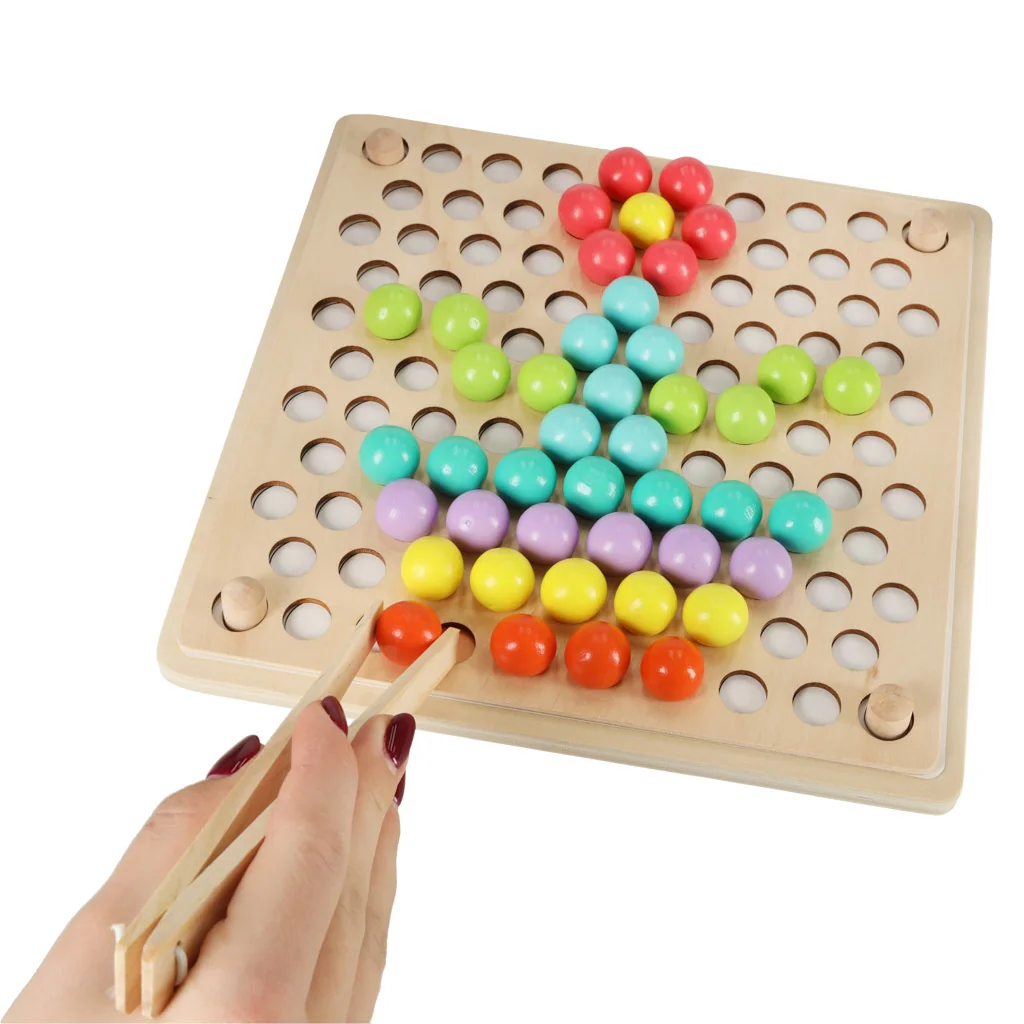 Drevená mozaika z guličiek 77 ks – Montessori