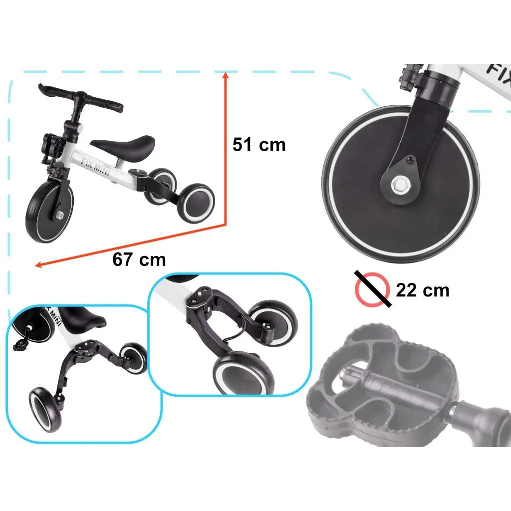 Odrážadlo trojkolieskové TRIKE FIX MINI 3v1 biele