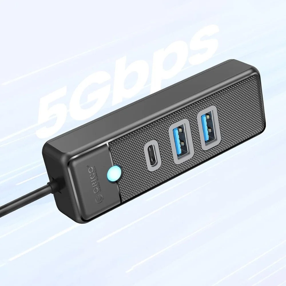 Orico PWC2U-U3 HUB adaptér USB - 2x USB 3.0 / USB-C 15cm, čierny