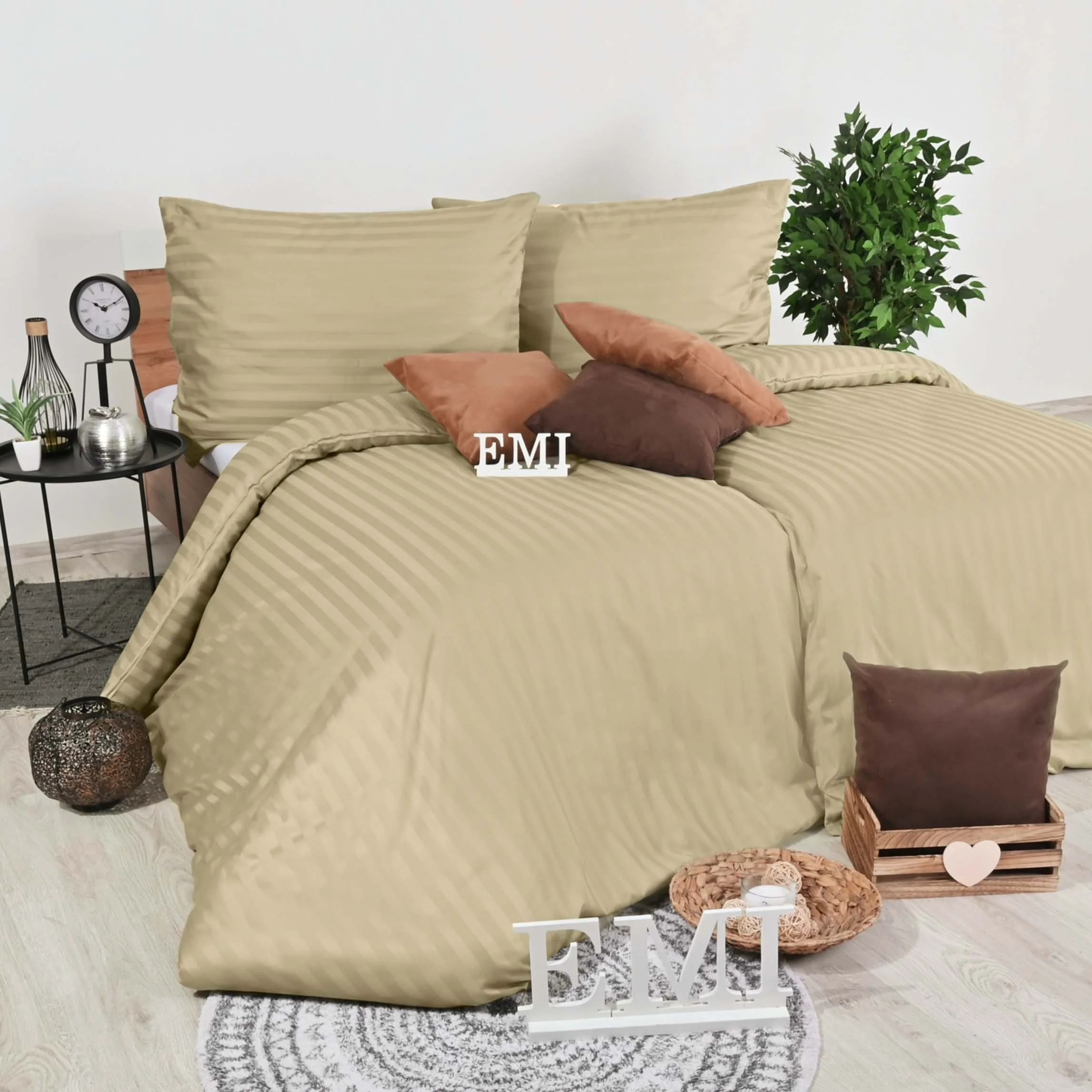 Obliečky damaškové cappuccino EMI Štandardný set jednolôžko obsahuje 1x 140x200 + 1x 70x90