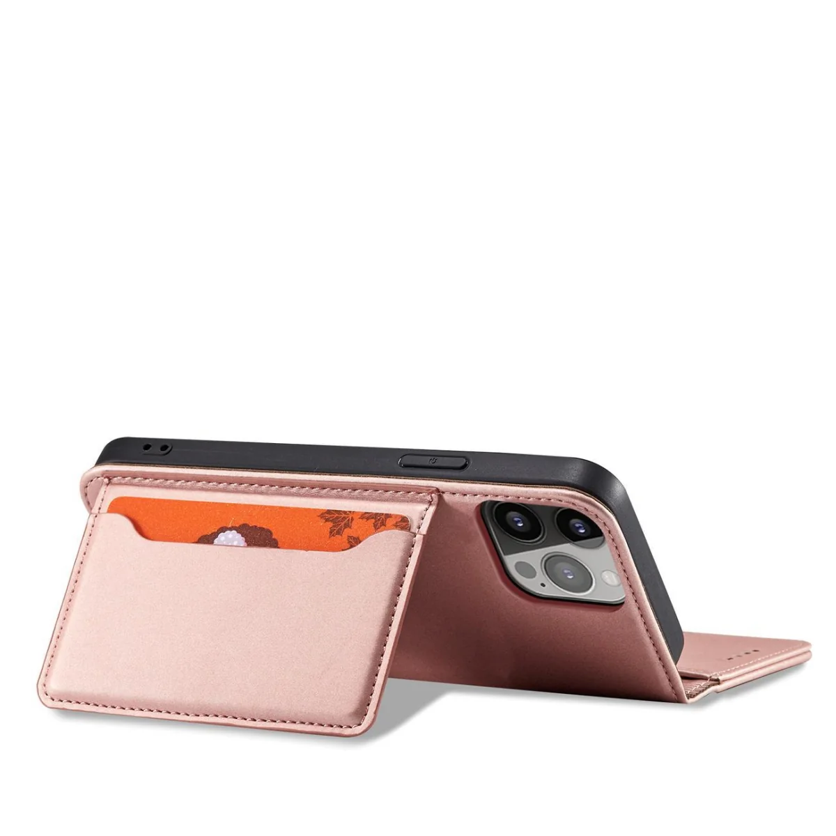 MG Magnet Card knižkové kožené puzdro na iPhone 13 Pro, ružové